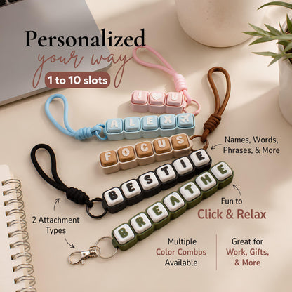 Personalized Keycap Fidget Clicker Keychain, Custom Name or Word Sensory Toy, 3D Printed Gift