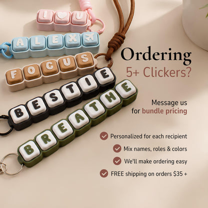 Personalized Keycap Fidget Clicker Keychain, Custom Name or Word Sensory Toy, 3D Printed Gift